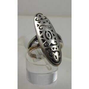 Handmade Tribal Band Ring in Sterling Silver, Size 7 Vintage Statement Jewelry